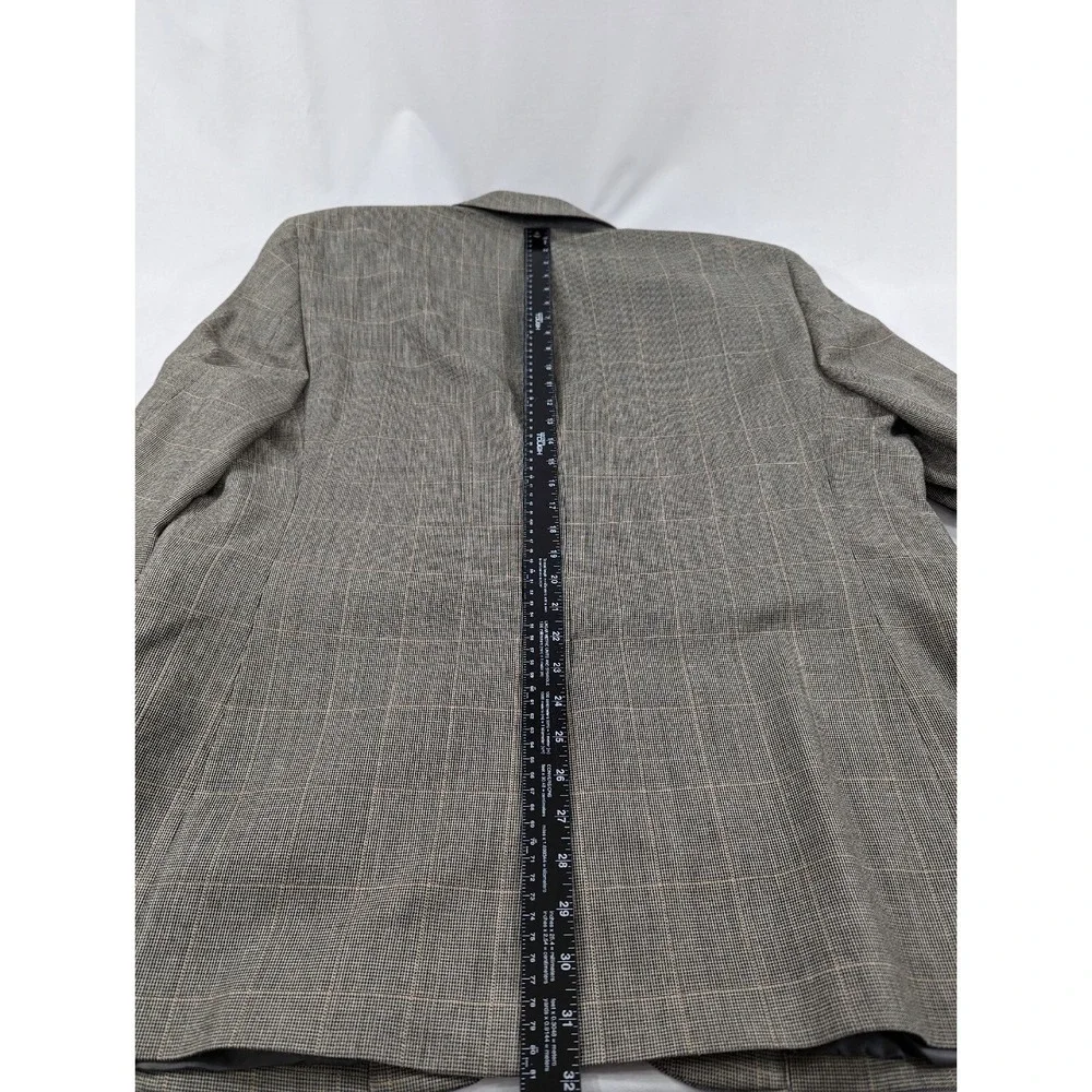 Jos A Banks Silk‎ Wool Gray Windowpane Blazer Sports Jacket Coat 46R Crosshatch